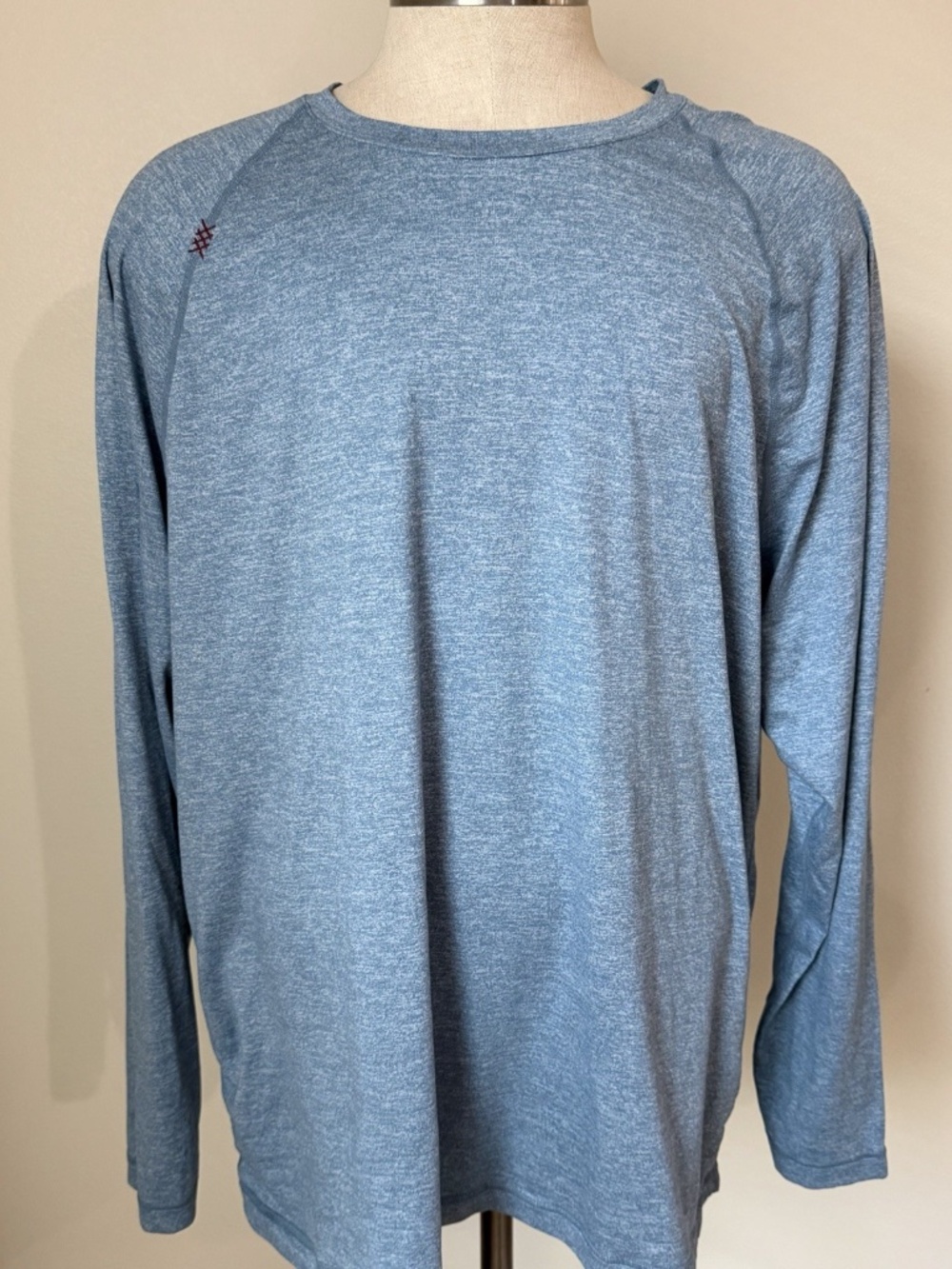 Rhone Reign Light Heather Blue Men's Long Sleeve Shirt XXL